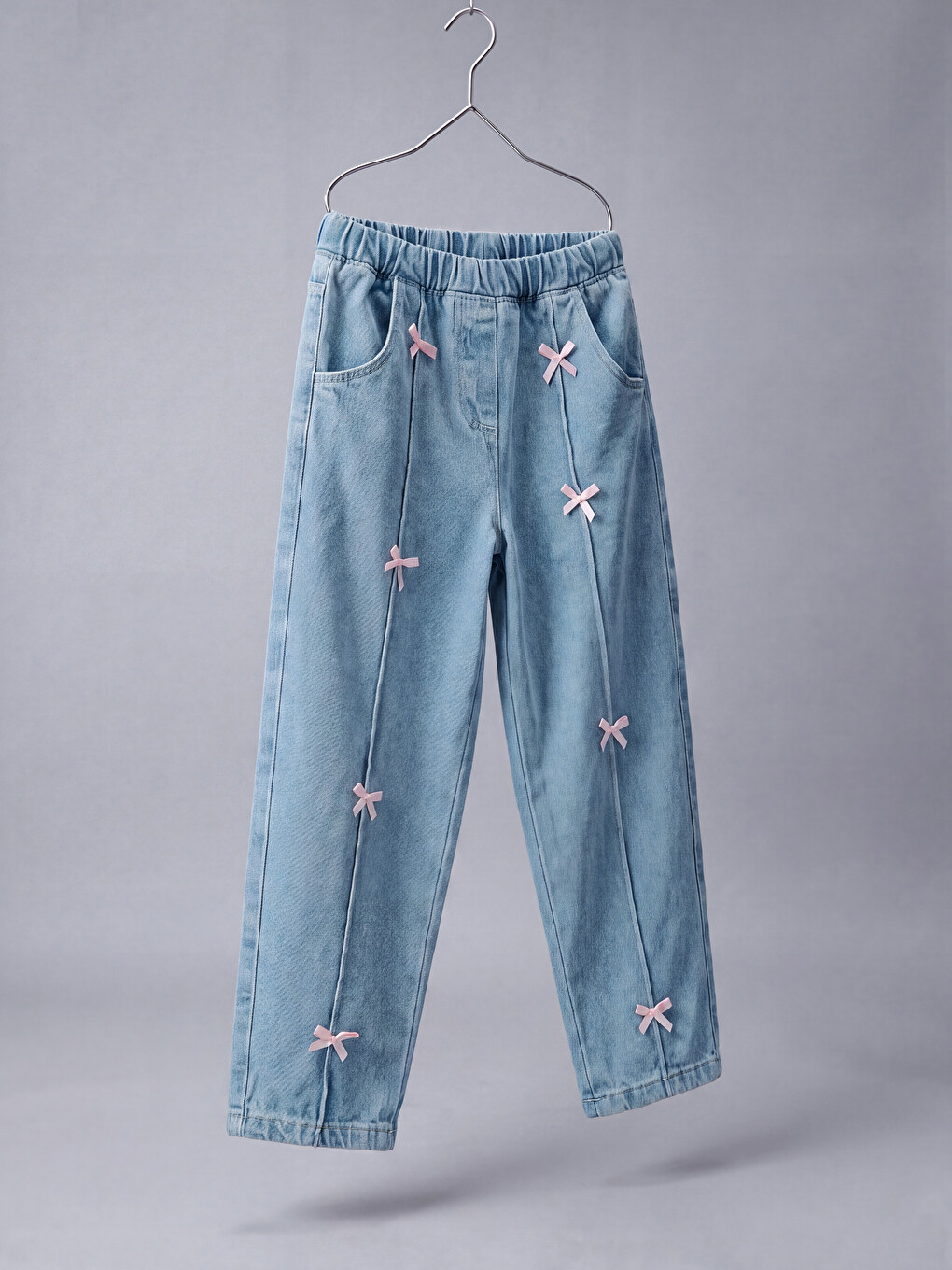 Balloon Fit Bow Detailed Girls' Jeans-1