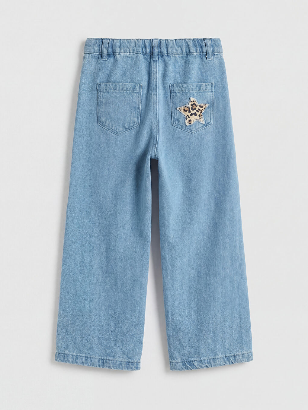 İndigo Yıldız İşlemeli  Kız Çocuk Jean Pantolon-1