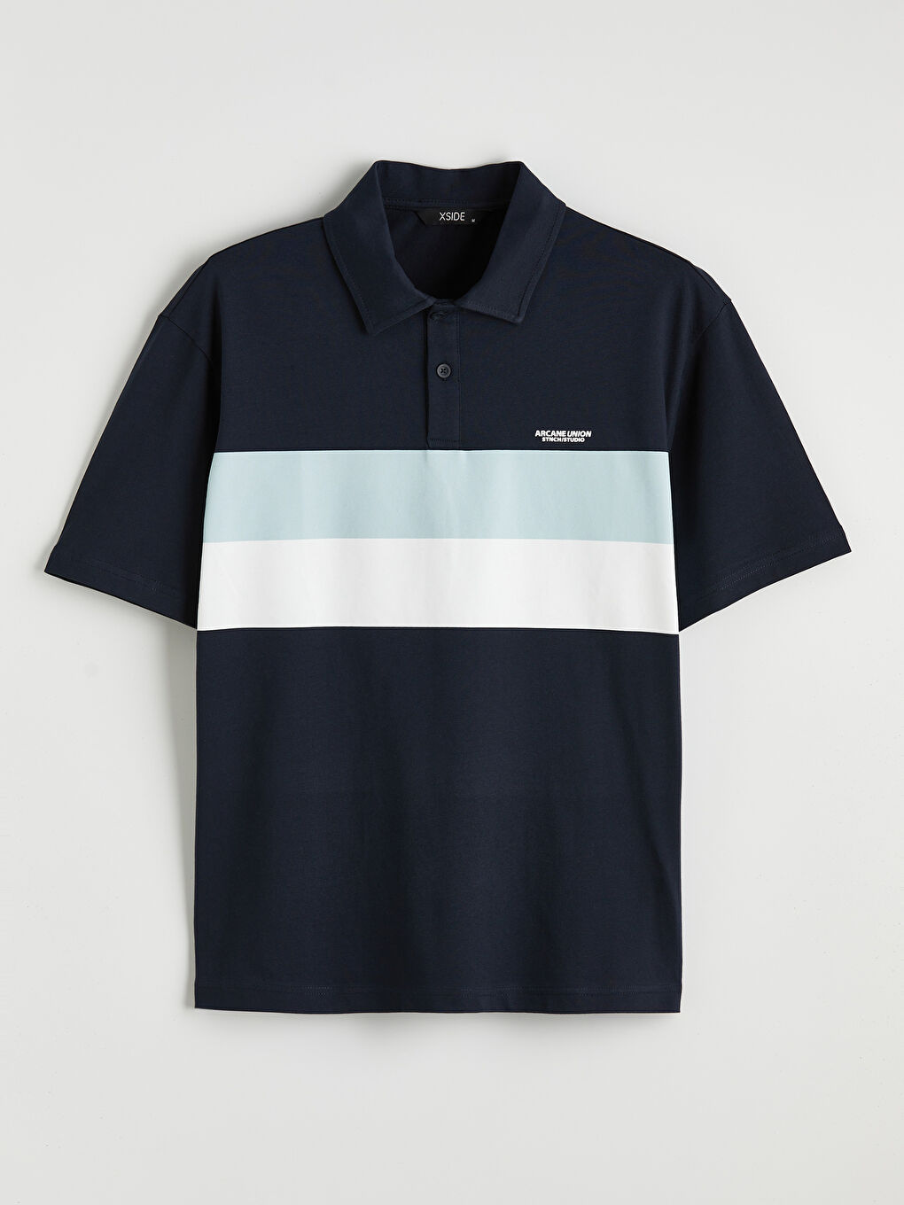 Lacivert Polo Yaka Oversize Erkek Penye Tişört-4