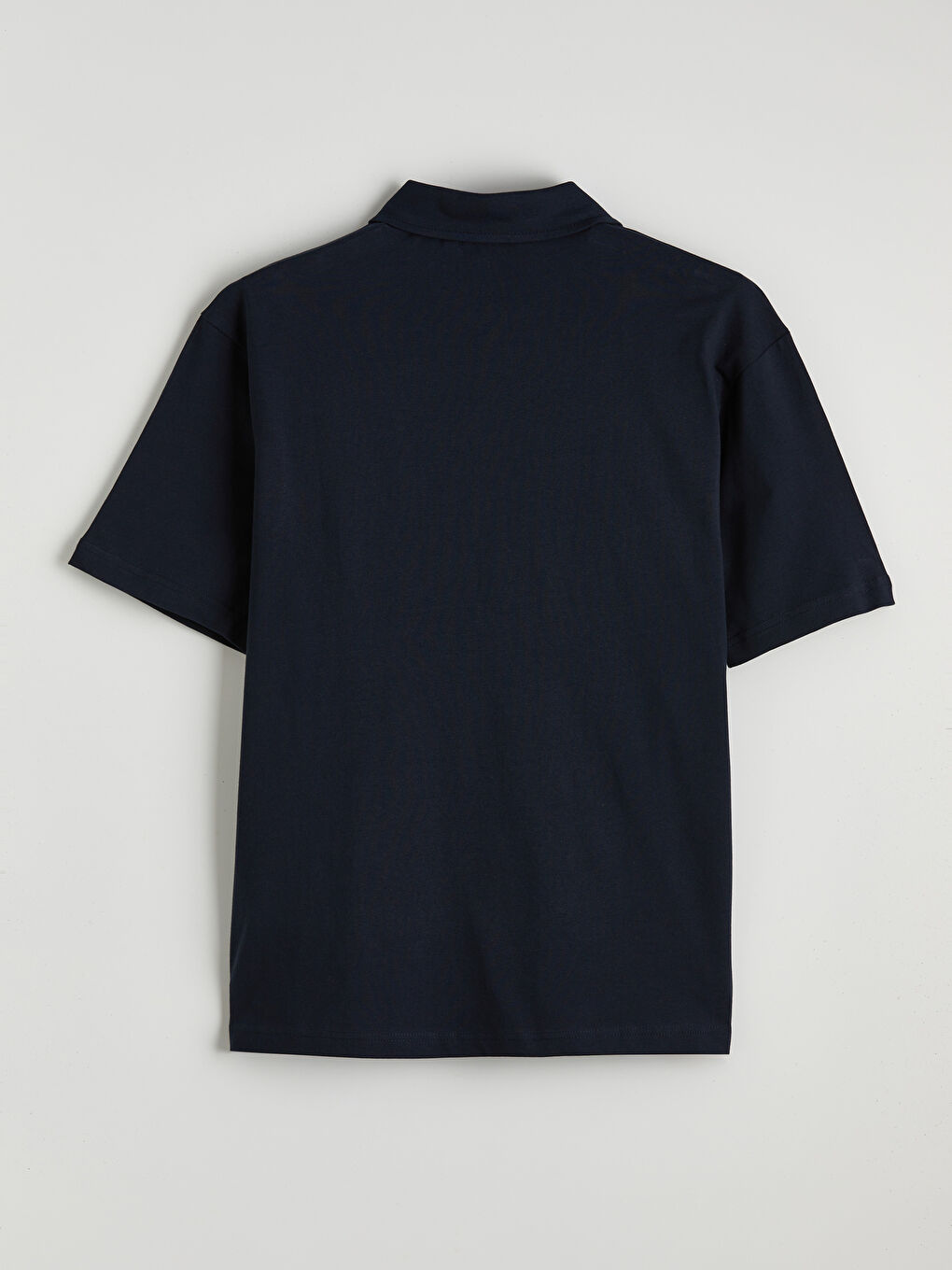 Lacivert Polo Yaka Oversize Erkek Penye Tişört-5