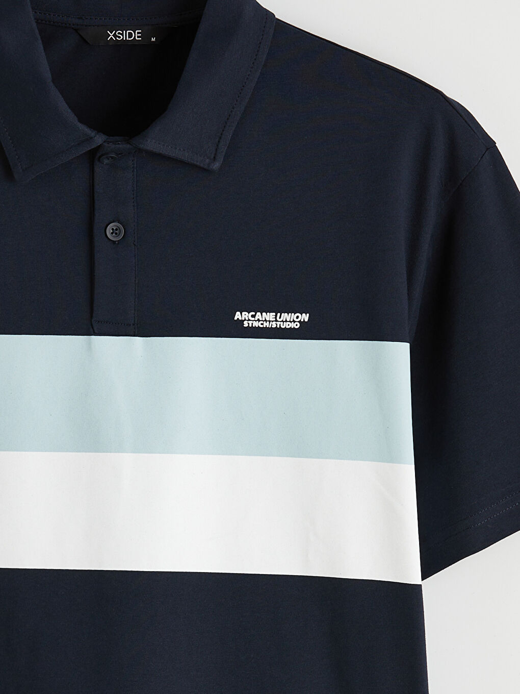 Lacivert Polo Yaka Oversize Erkek Penye Tişört-6