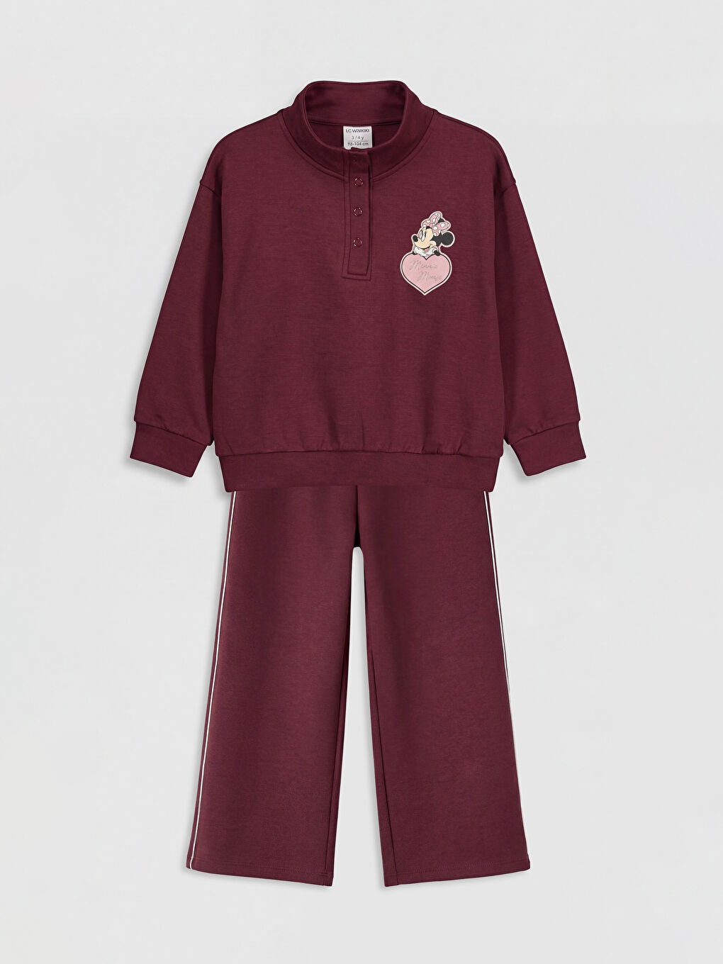 Bordo Minnie Mouse Baskılı Kız Çocuk Takım