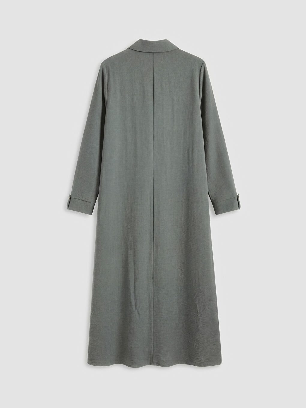 Haki Gömlek Yaka Keten Görünümlü Ferace-1