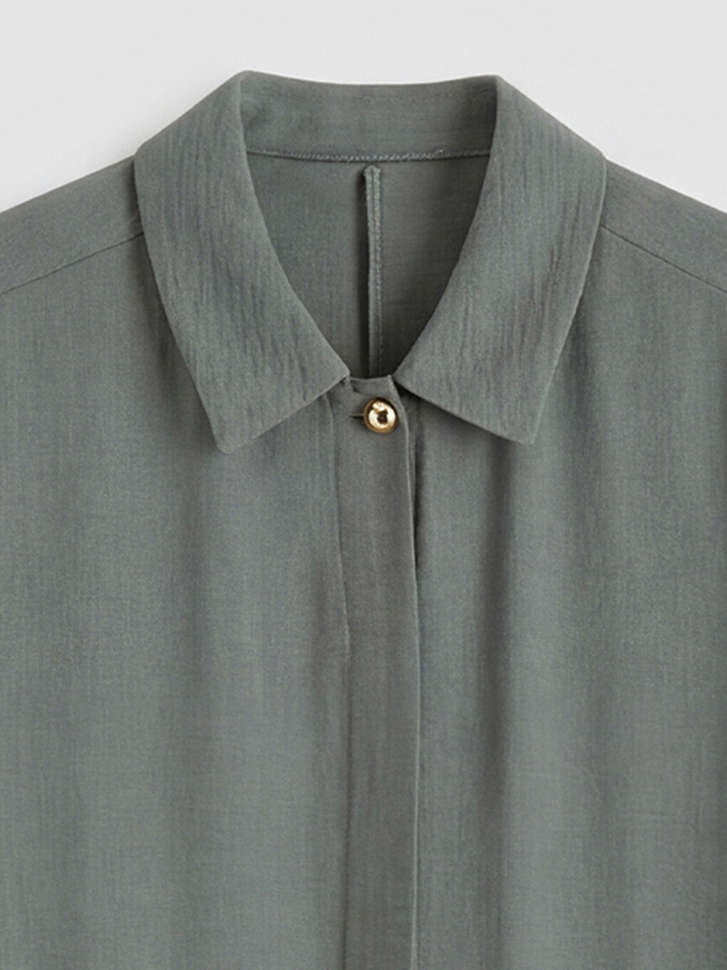 Haki Gömlek Yaka Keten Görünümlü Ferace-2