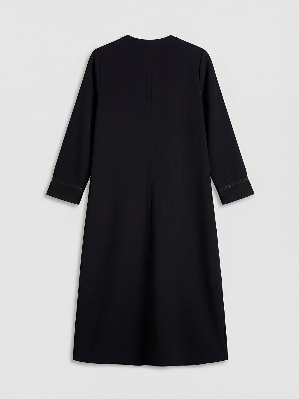 Siyah Bisiklet Yaka Keten Görünümlü Kadın Ferace-1