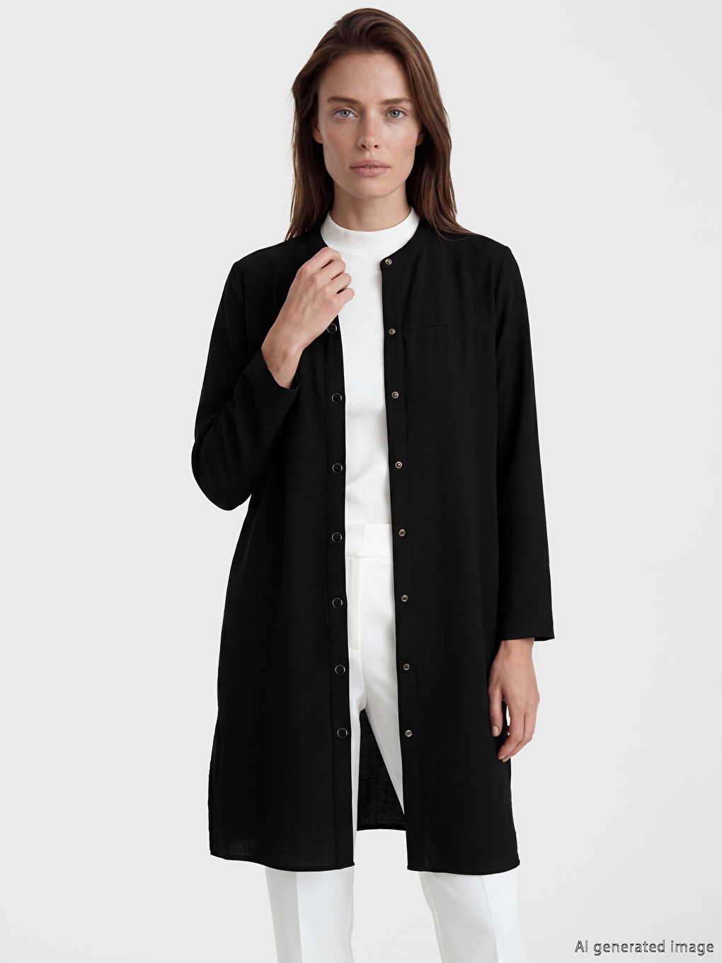 Crew Neck Linen-Look Women's Abaya