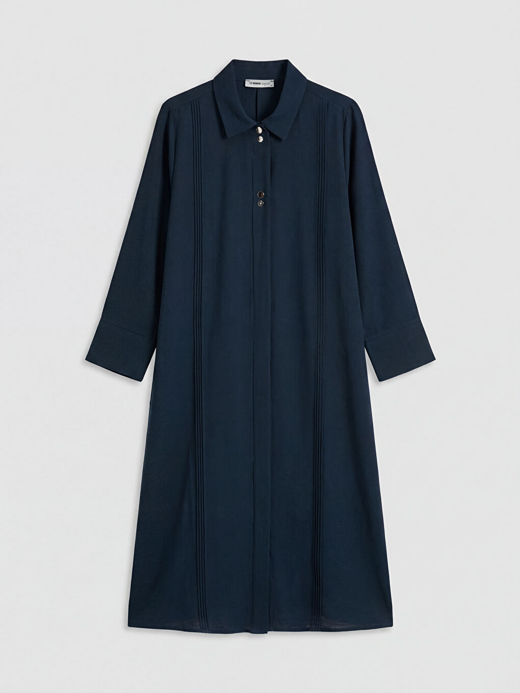 Lacivert Gömlek Yaka Keten Görünümlü Ferace