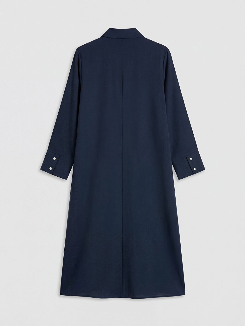 Lacivert Gömlek Yaka Keten Görünümlü Ferace-1