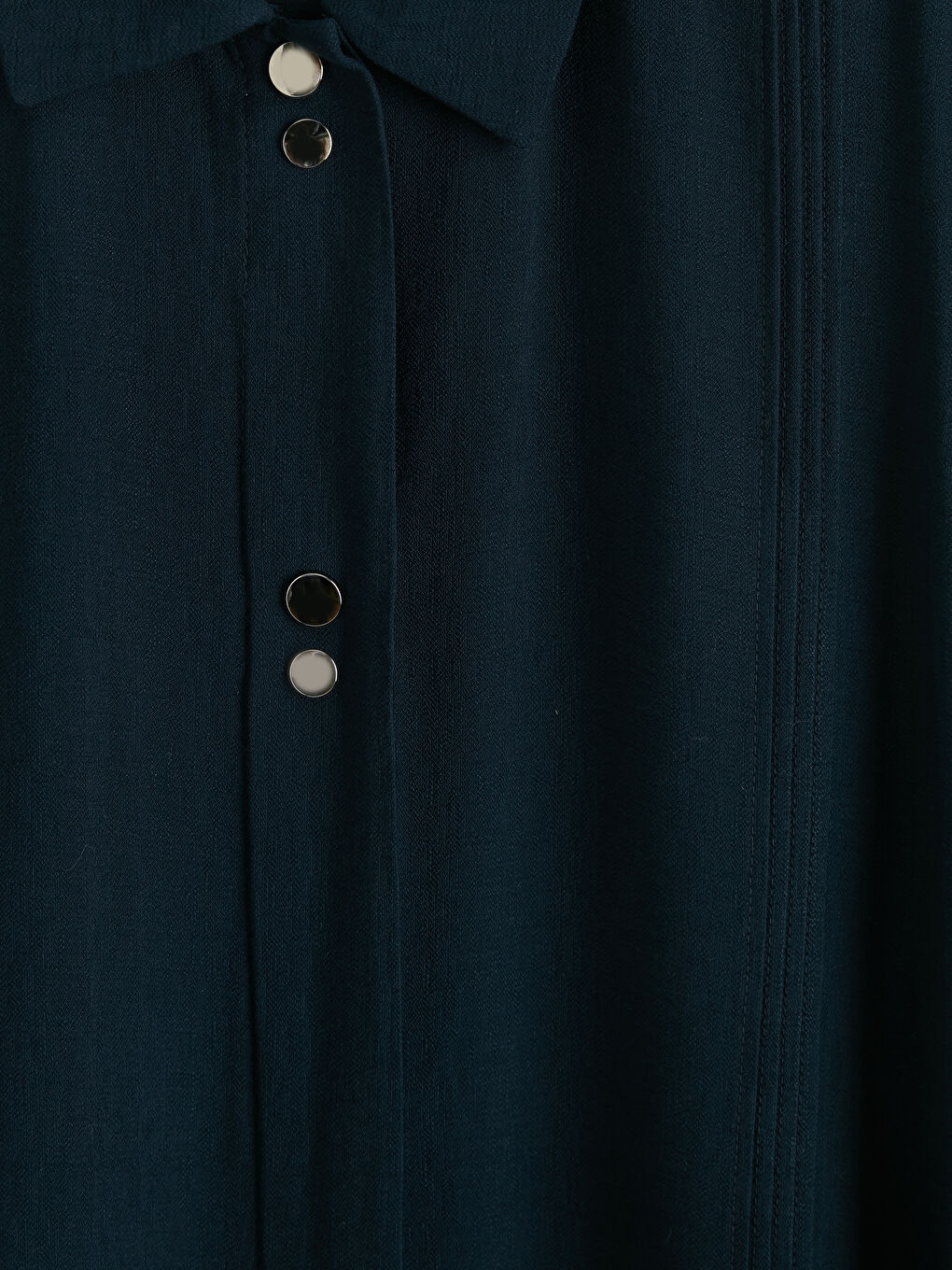 Lacivert Gömlek Yaka Keten Görünümlü Ferace-2