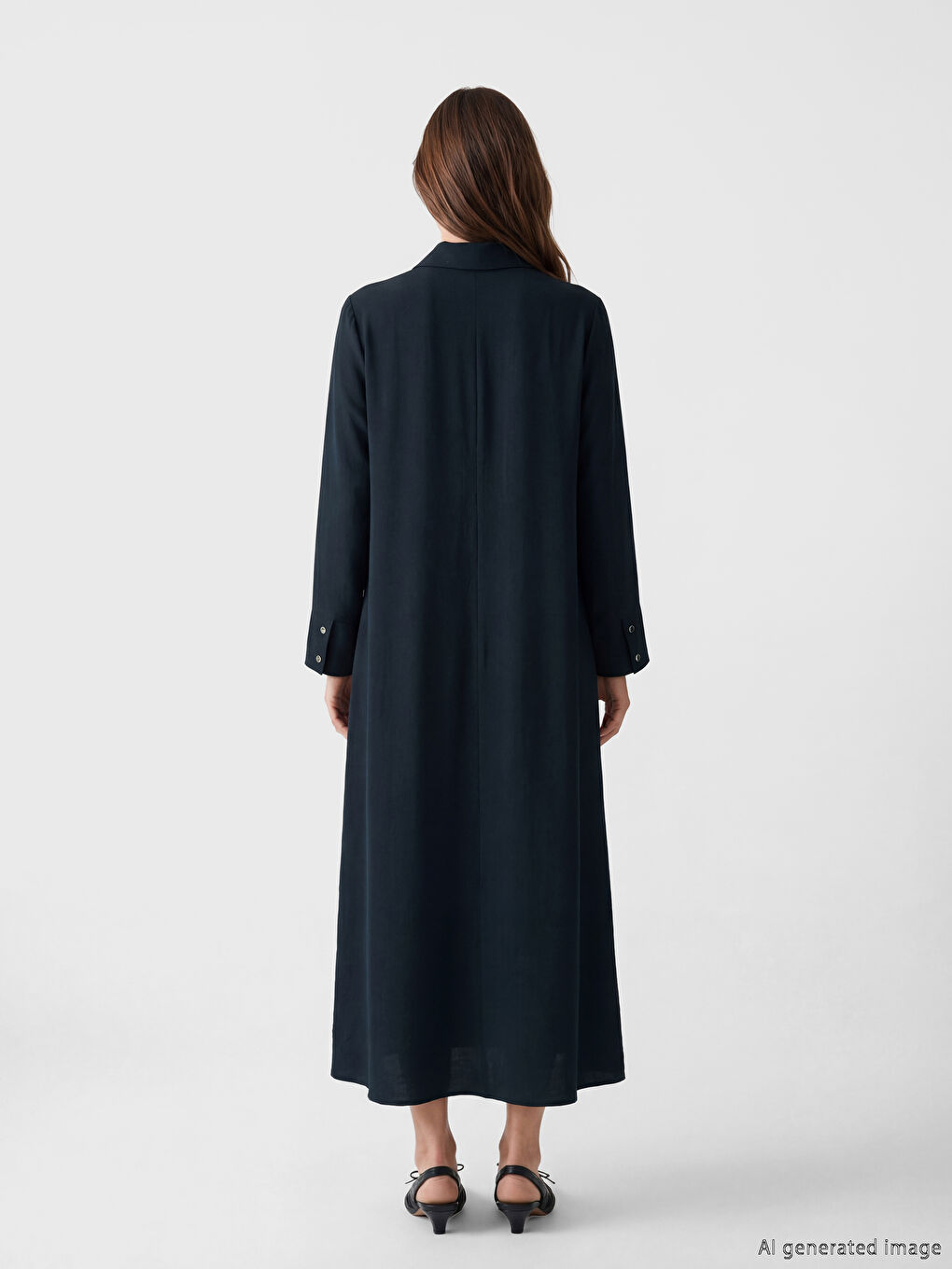 عباية نسائية بياقة قميص بملمس الكتان-3