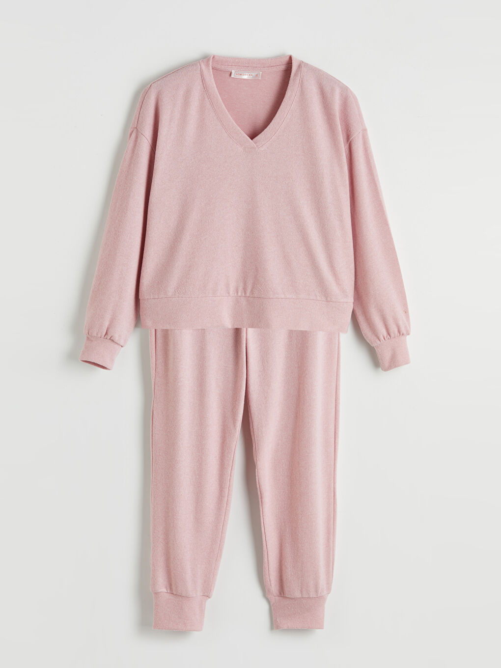 Pembe V Yaka Kadın Pijama Takım-4