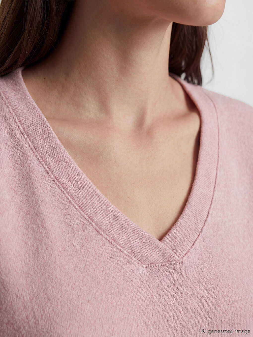 Pembe V Yaka Kadın Pijama Takım-2