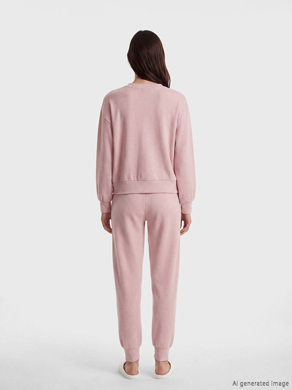 Pembe V Yaka Kadın Pijama Takım-3