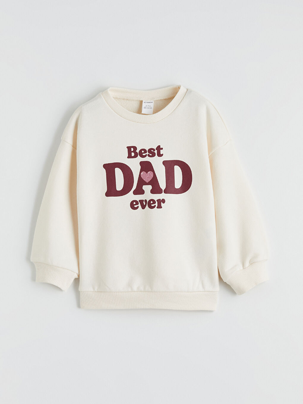 Ekru Bisiklet Yaka Baskılı Kız Çocuk Sweatshirt	