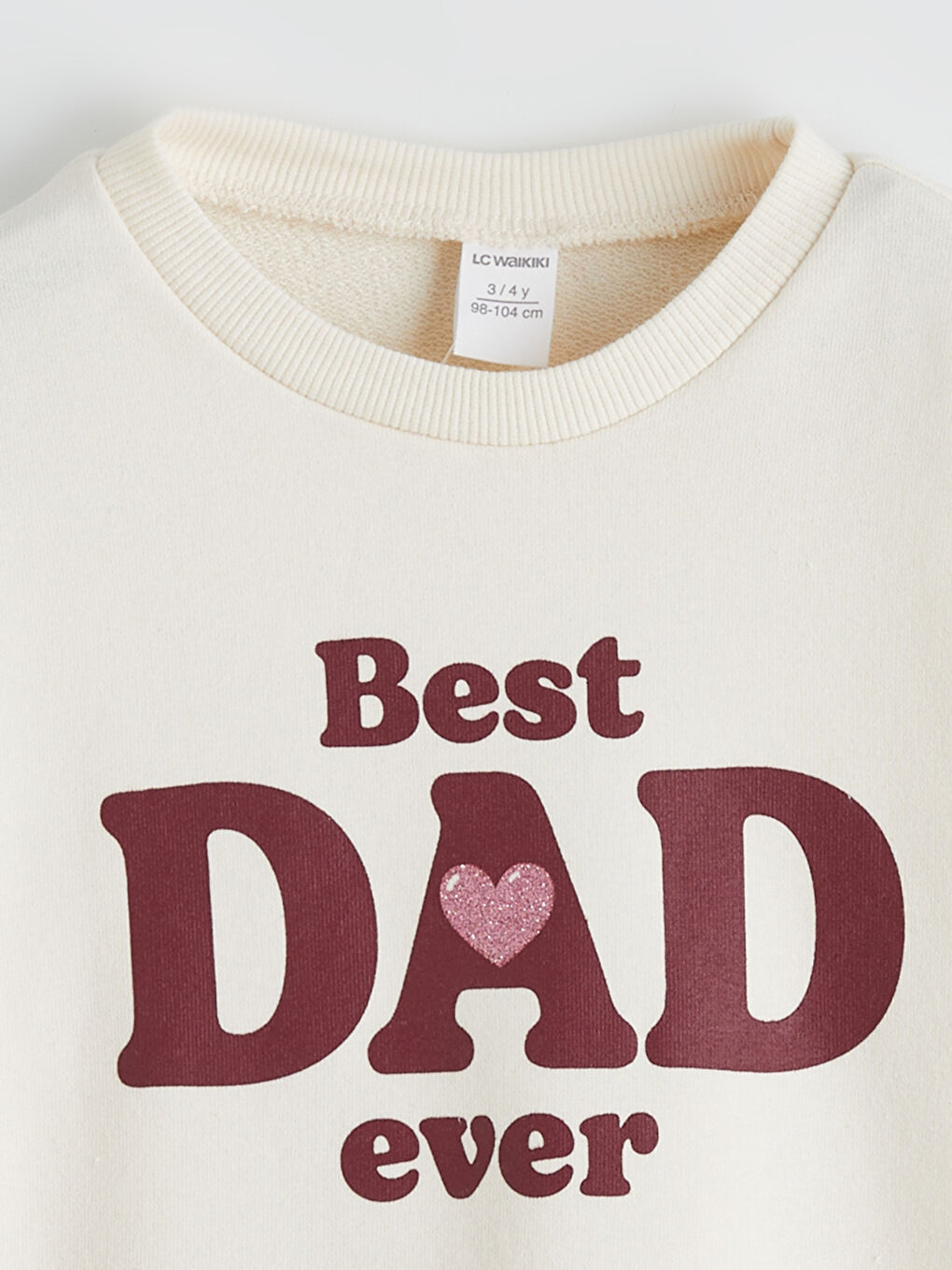 Ekru Bisiklet Yaka Baskılı Kız Çocuk Sweatshirt	-1