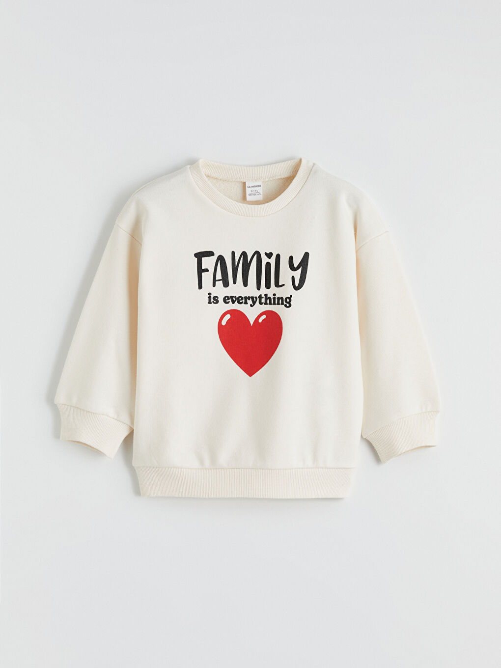 Ekru Baskılı Bisiklet Yaka Kız Çocuk Sweatshirt