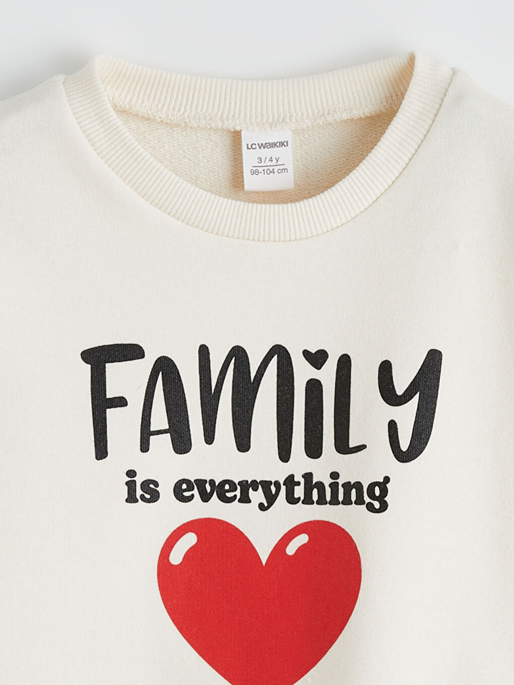 Ekru Baskılı Bisiklet Yaka Kız Çocuk Sweatshirt-1