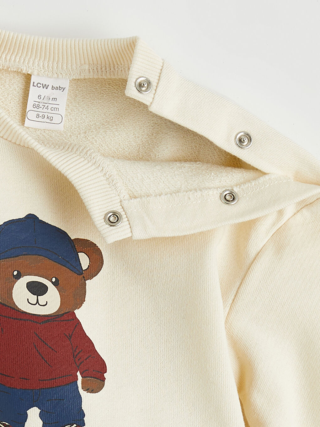 Bej Baskılı Erkek Bebek Sweatshirt ve Eşofman Altı-2