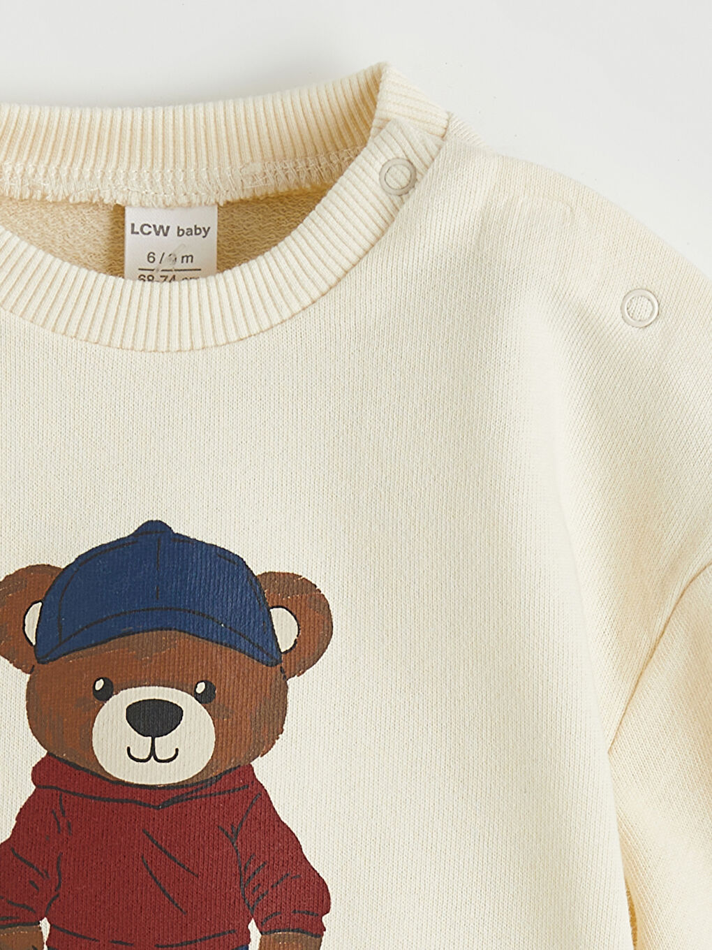 Bej Baskılı Erkek Bebek Sweatshirt ve Eşofman Altı-3