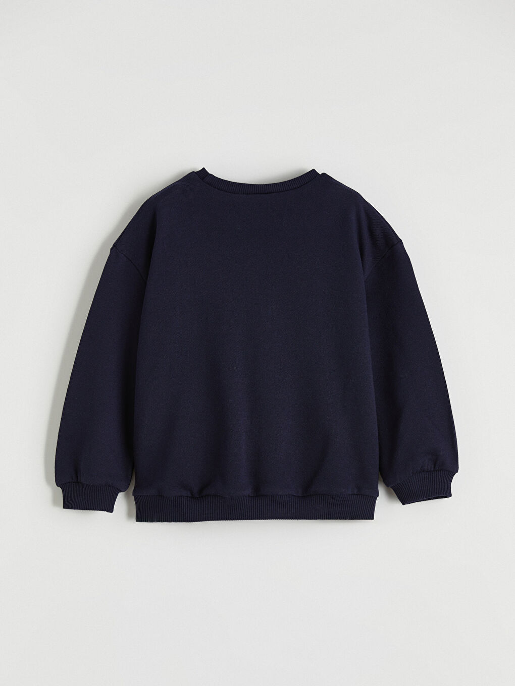 Lacivert Bisiklet Yaka Nakışlı Erkek Bebek Sweatshirt-1