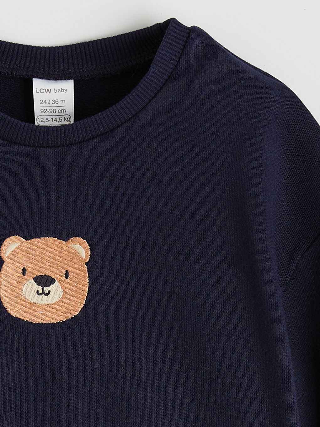 Lacivert Ayıcık Nakışlı Erkek Bebek Sweatshirt ve Eşofman Altı-2