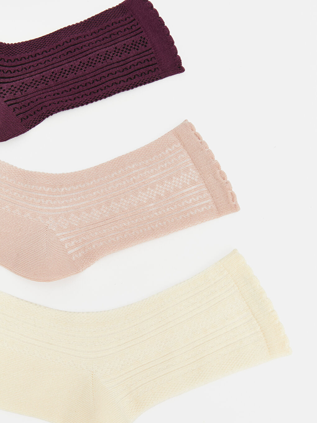 Mor Kendinden Desenli Kadın Soket Çorap 5'li-1