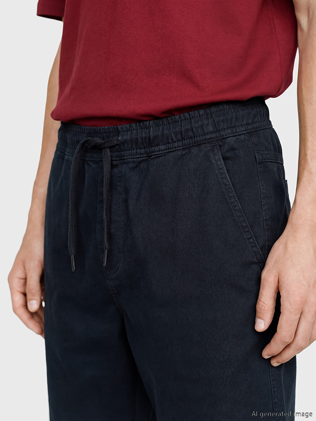 Man Navy Denim Shorts-2