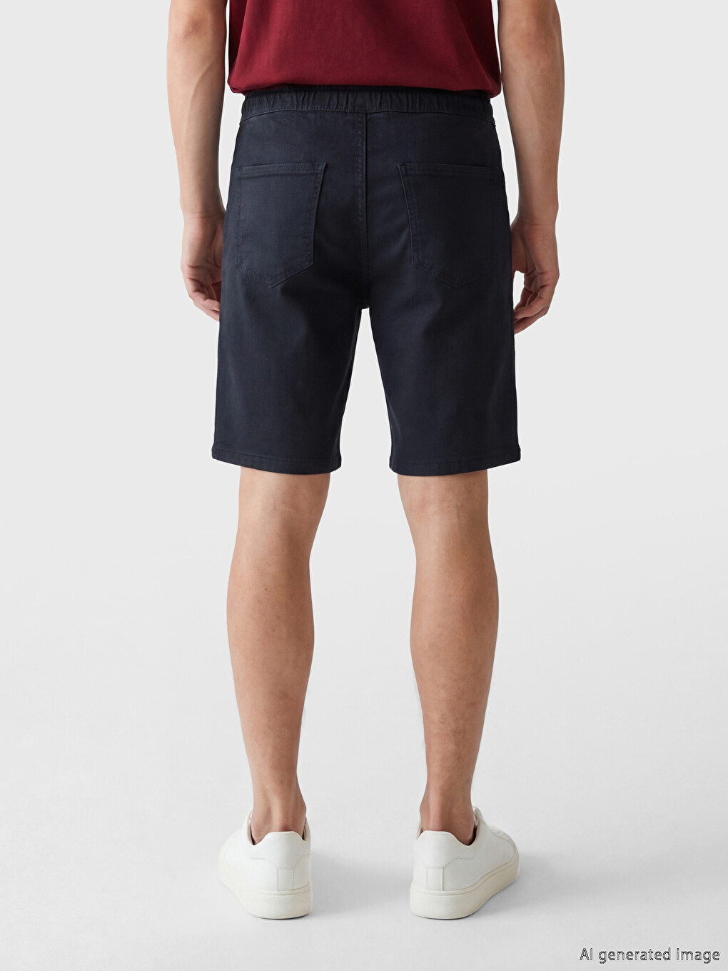 Man Navy Denim Shorts-3