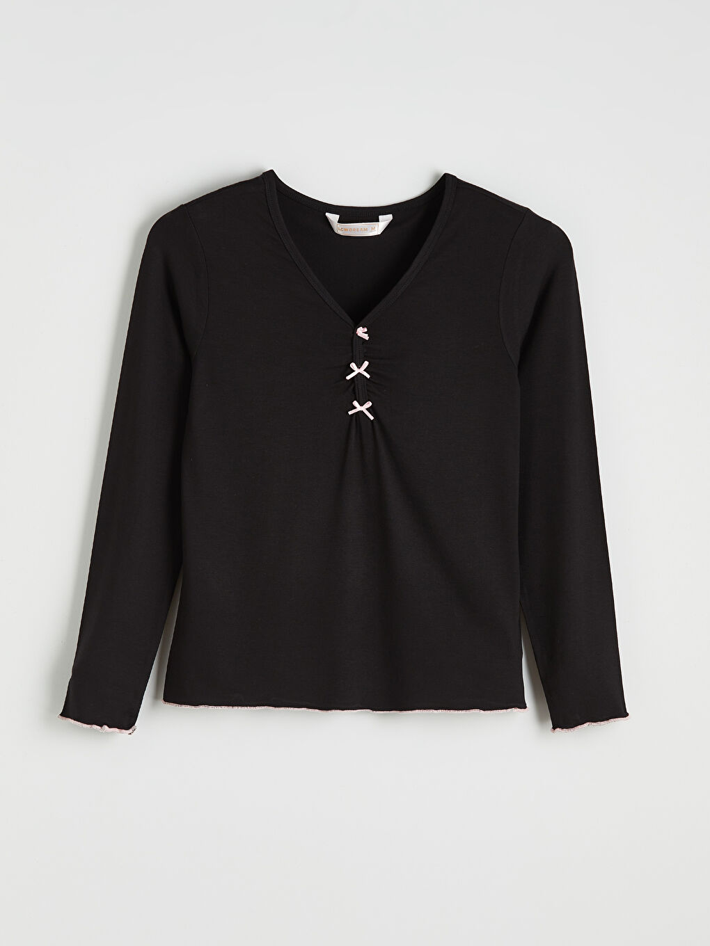 Siyah V Yaka Kadın Pijama Takım-1