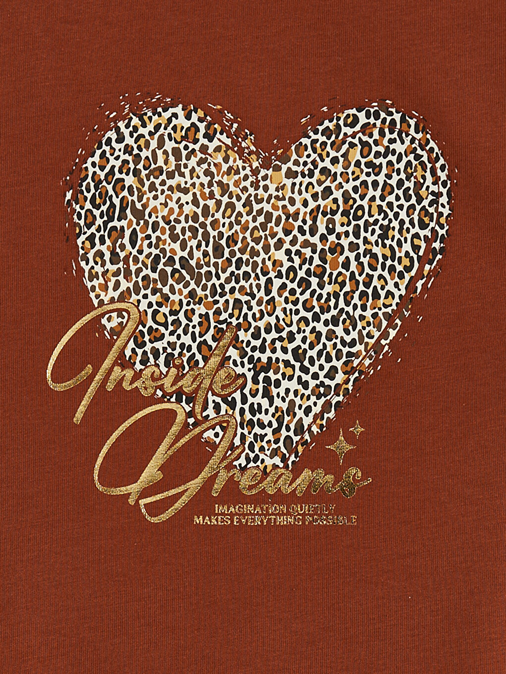 Kahverengi Bisiklet Yaka Baskılı Kız Çocuk Tişört-1