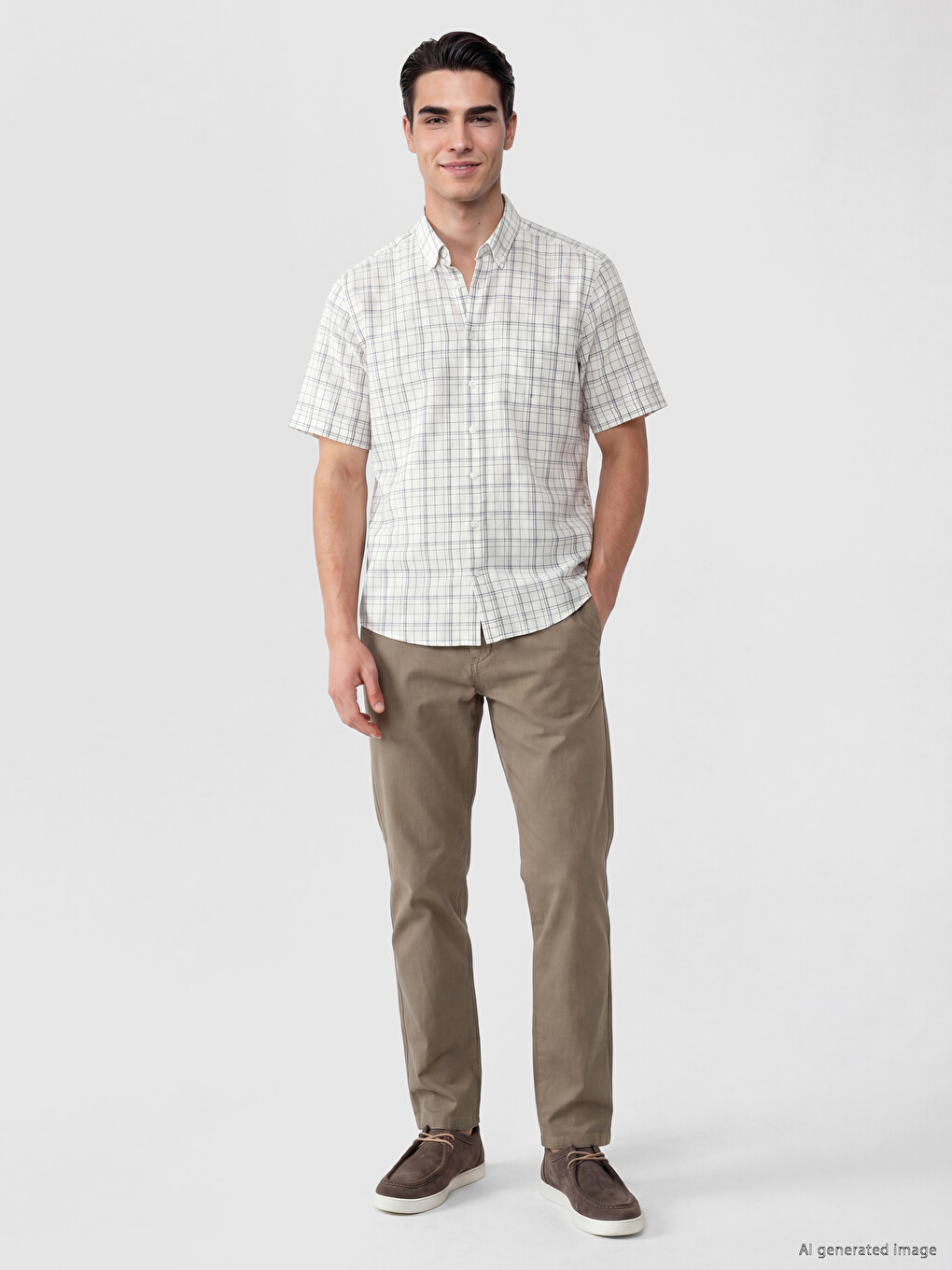 Yeşil Regular Fit Ekose Erkek Gömlek-1