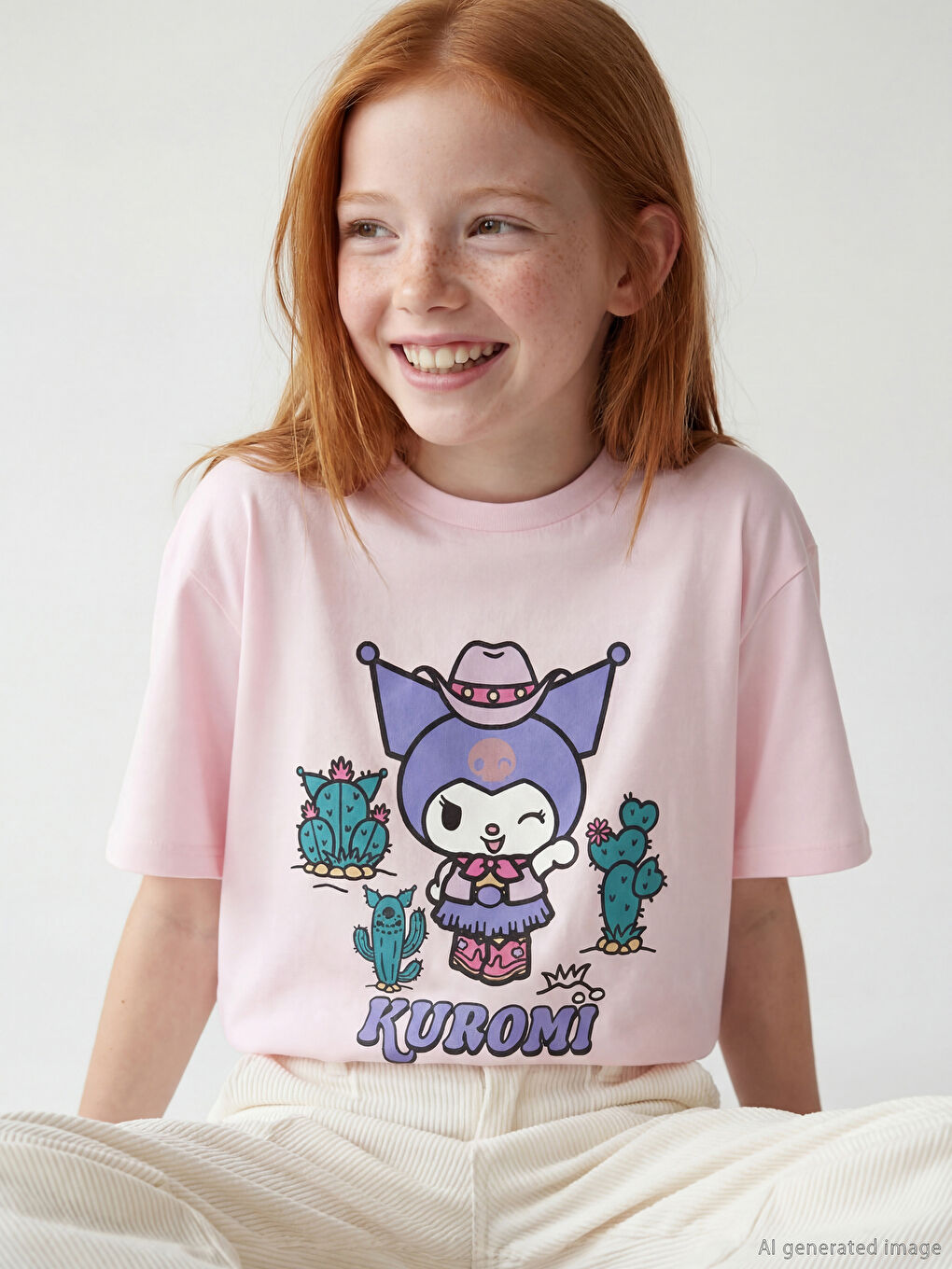 Pembe Hello Kitty Baskılı Kız Çocuk 3'lü Tişört-2