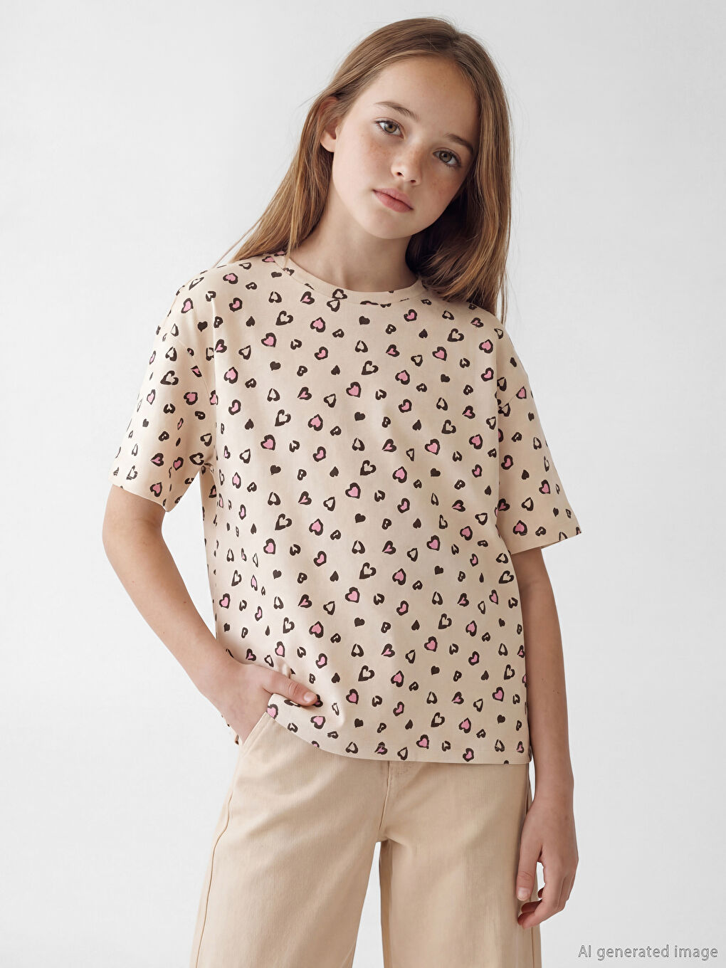 Ekru Hello Kitty Baskılı Kız Çocuk 2'li Tişört-2