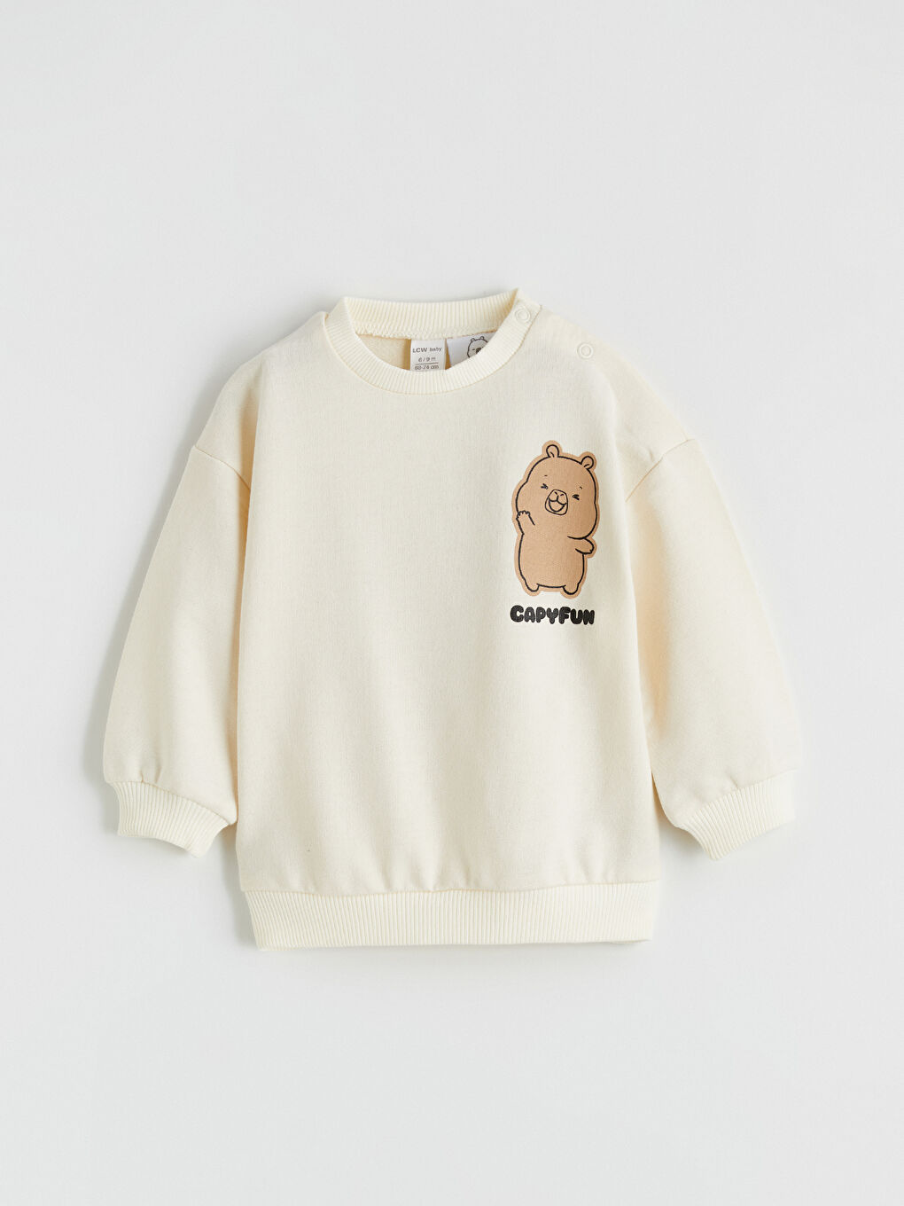 Bej Kız Bebek Capyfun Baskılı Sweatshirt Eşofman Takım-2