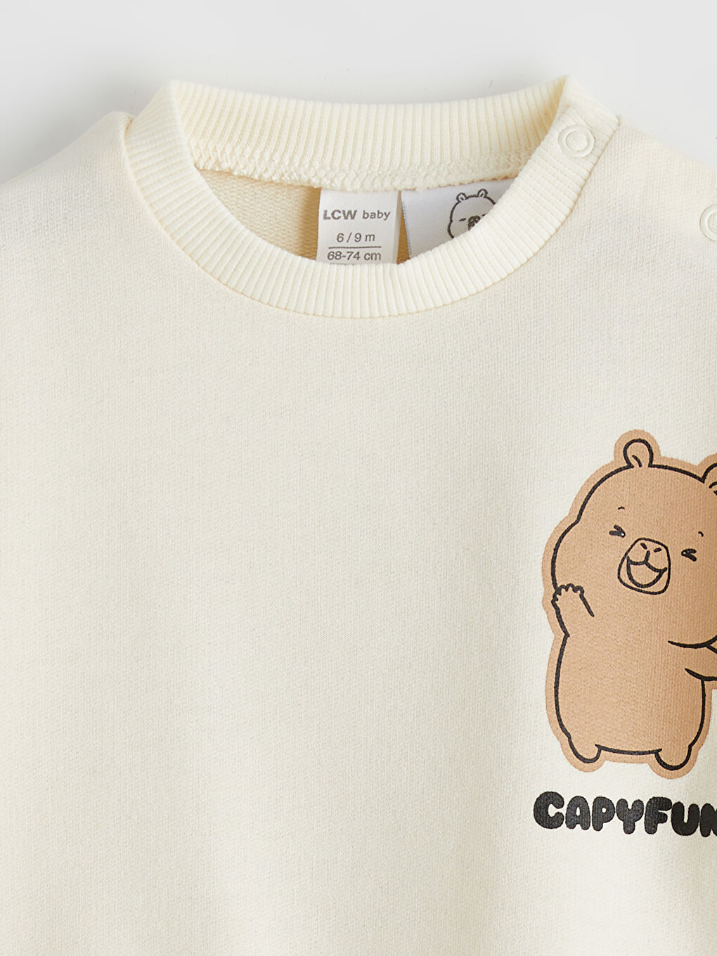 Bej Kız Bebek Capyfun Baskılı Sweatshirt Eşofman Takım-3