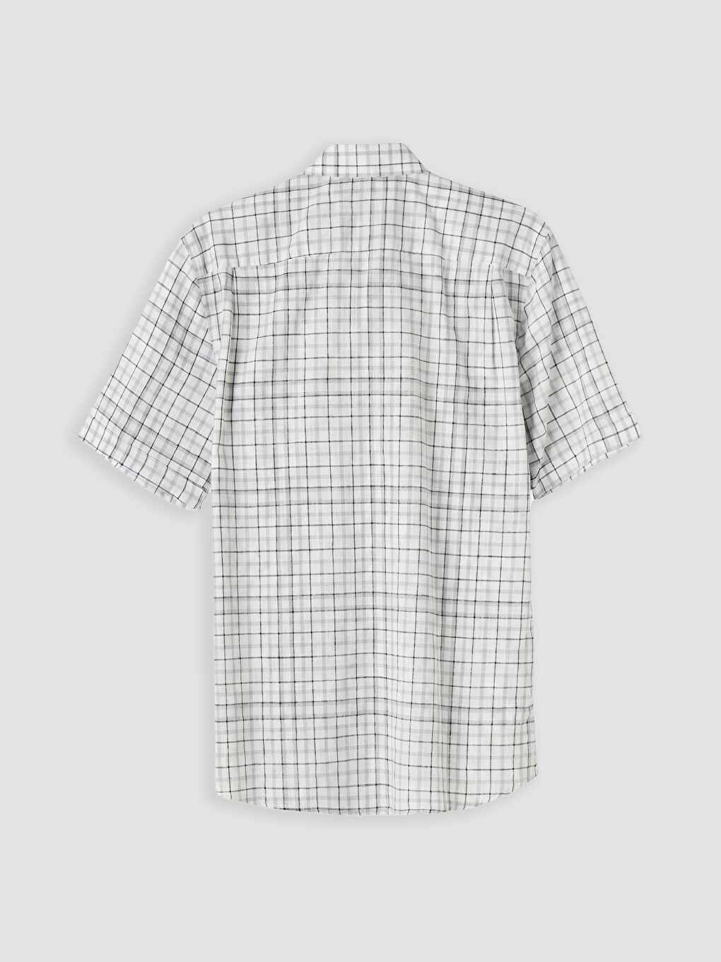Gri Regular Fit Ekose Poplin Erkek Gömlek-1