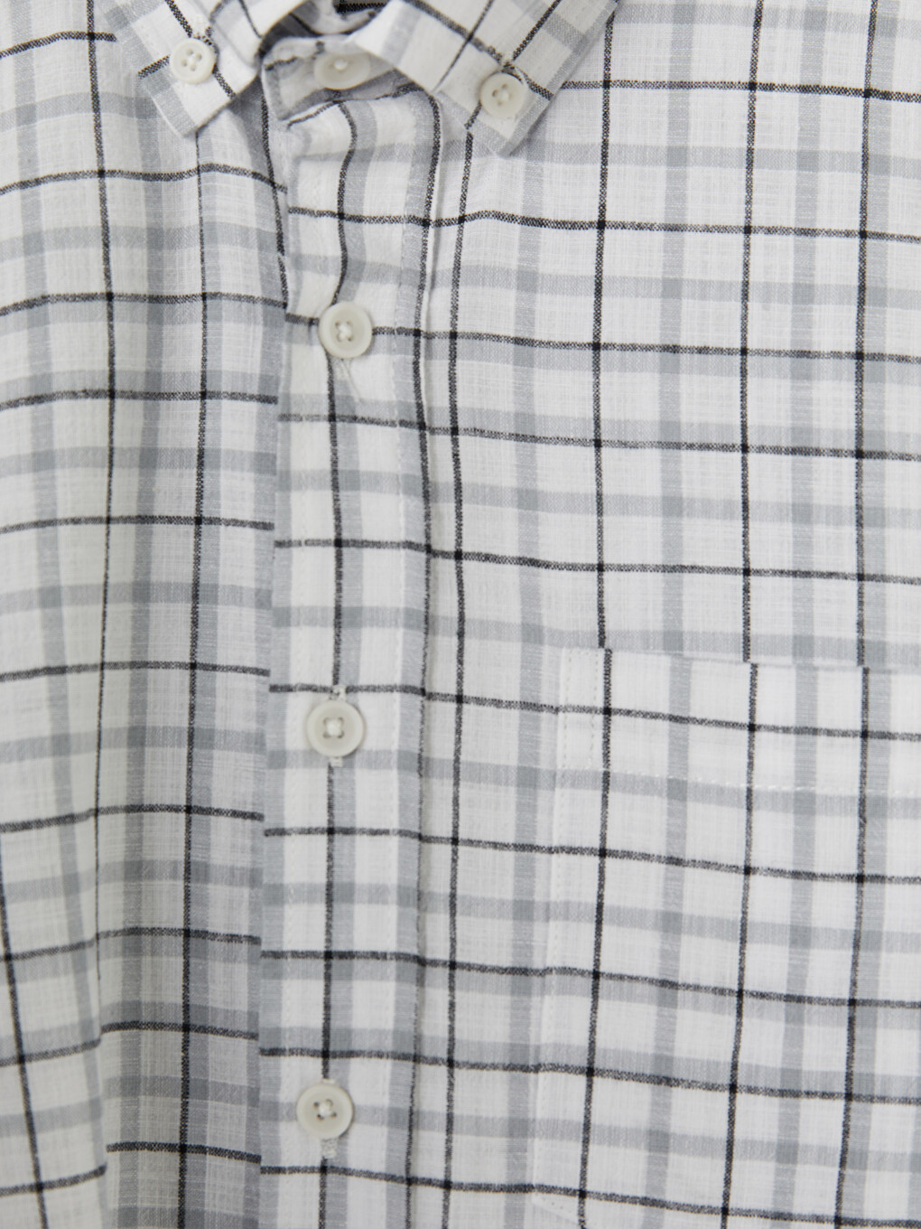 Gri Regular Fit Ekose Poplin Erkek Gömlek-2