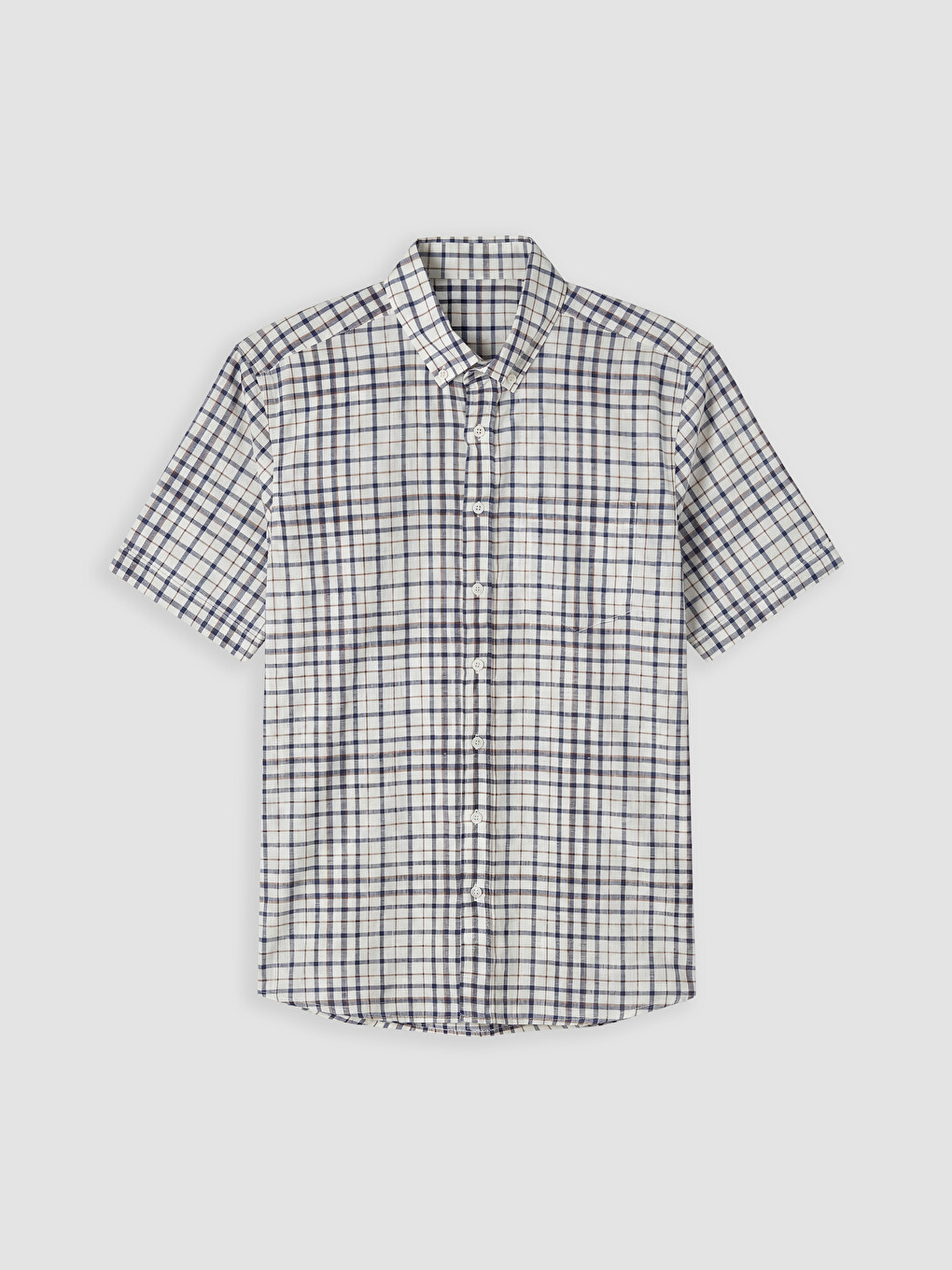 Lacivert Regular Fit Ekose Poplin Erkek Gömlek