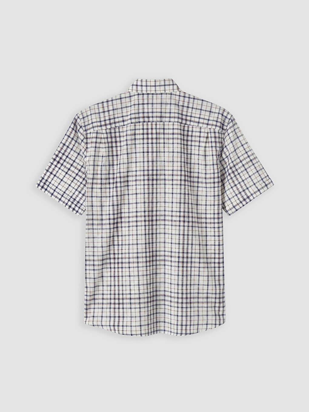 Lacivert Regular Fit Ekose Poplin Erkek Gömlek-2