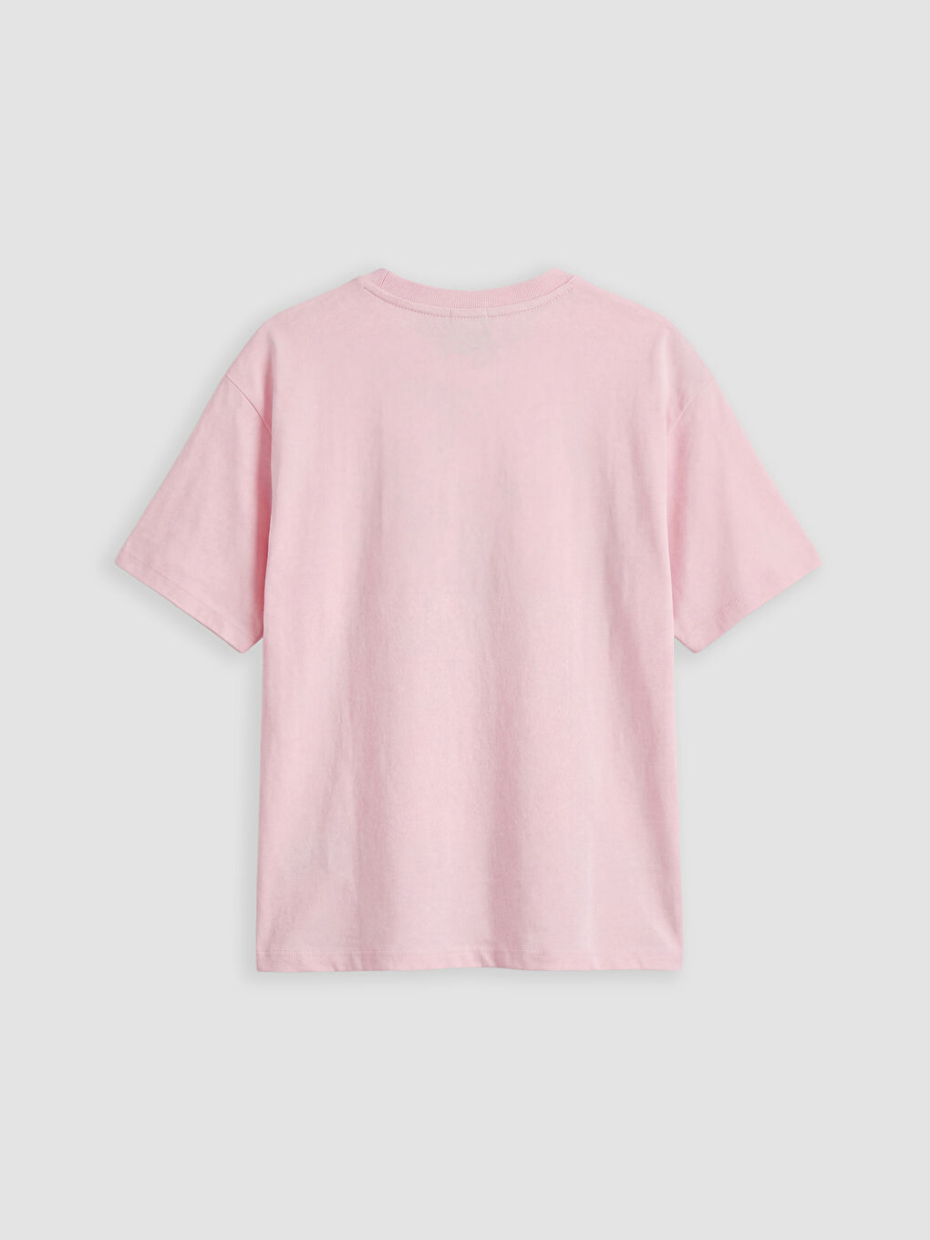 Pembe Bisiklet Yaka Stitch Baskılı Kız Çocuk Tişört-1