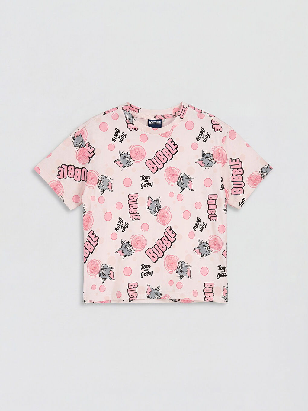 Ekru Tom ve Jerry Baskılı Kız Çocuk 2'li Tişört-3