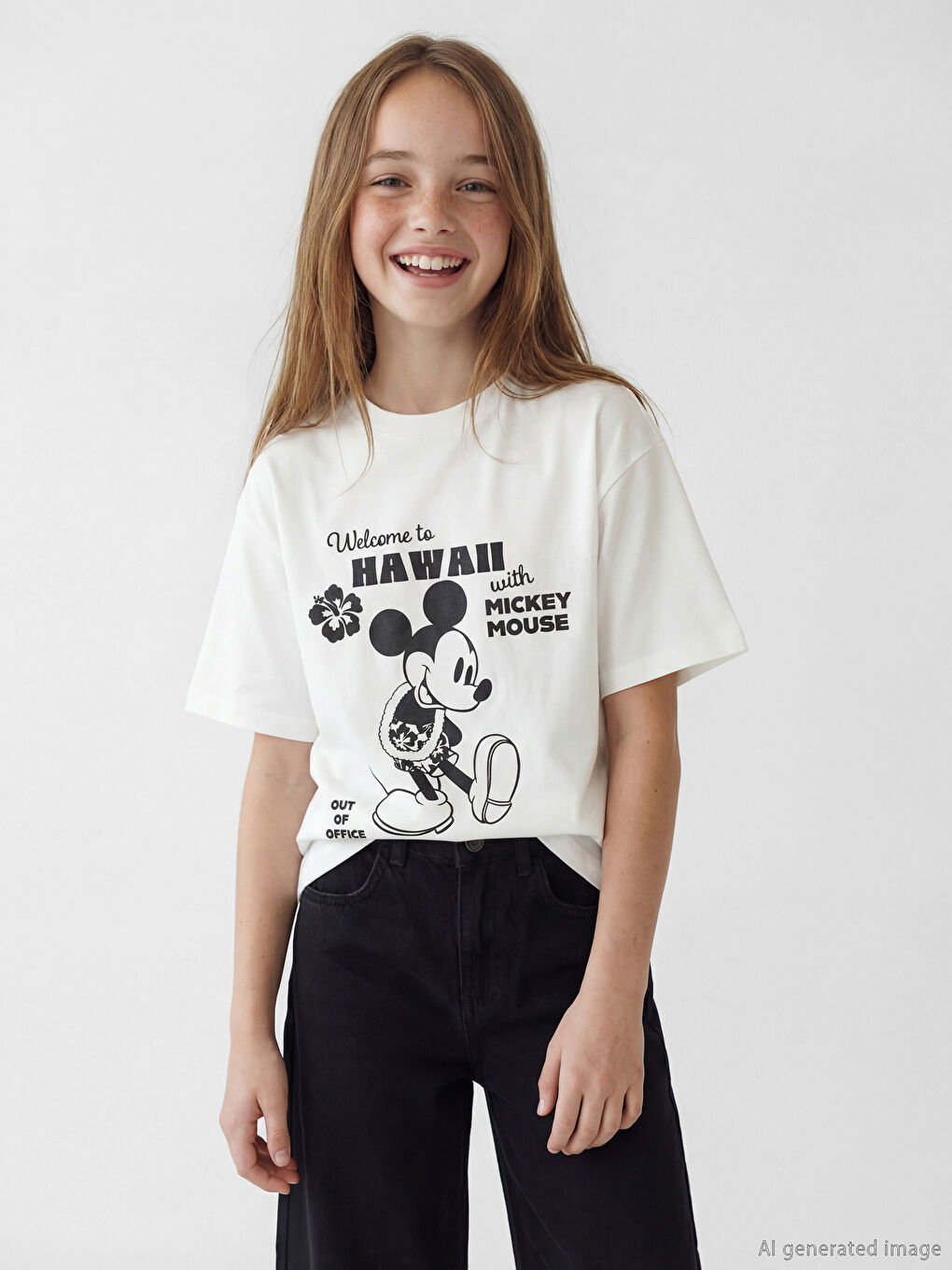 Mavi Mickey Mouse Baskılı Kız Çocuk Tişört 2'li-2