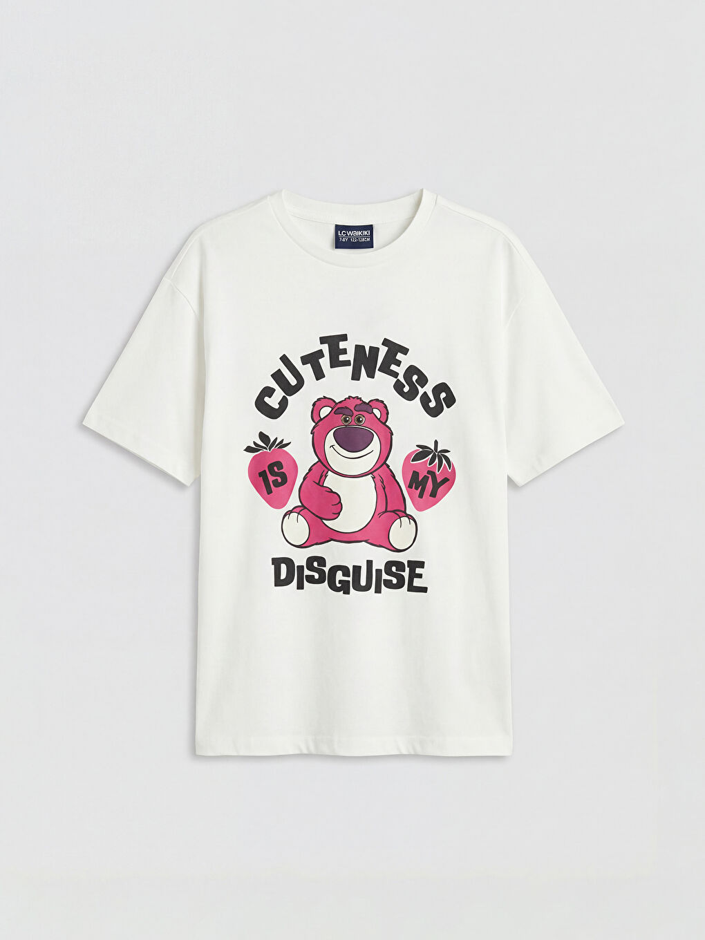 Ekru Bisiklet Yaka Toy Story Baskılı Kız Çocuk Tişört