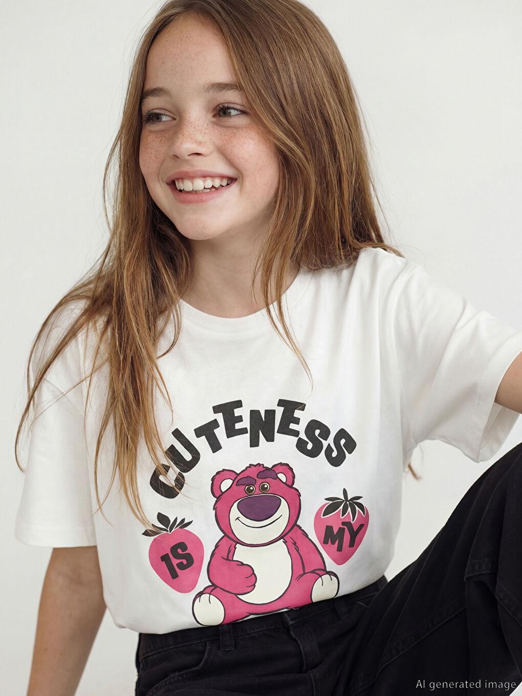 Gri Toy Story Baskılı Kız Çocuk 2'li Tişört-1