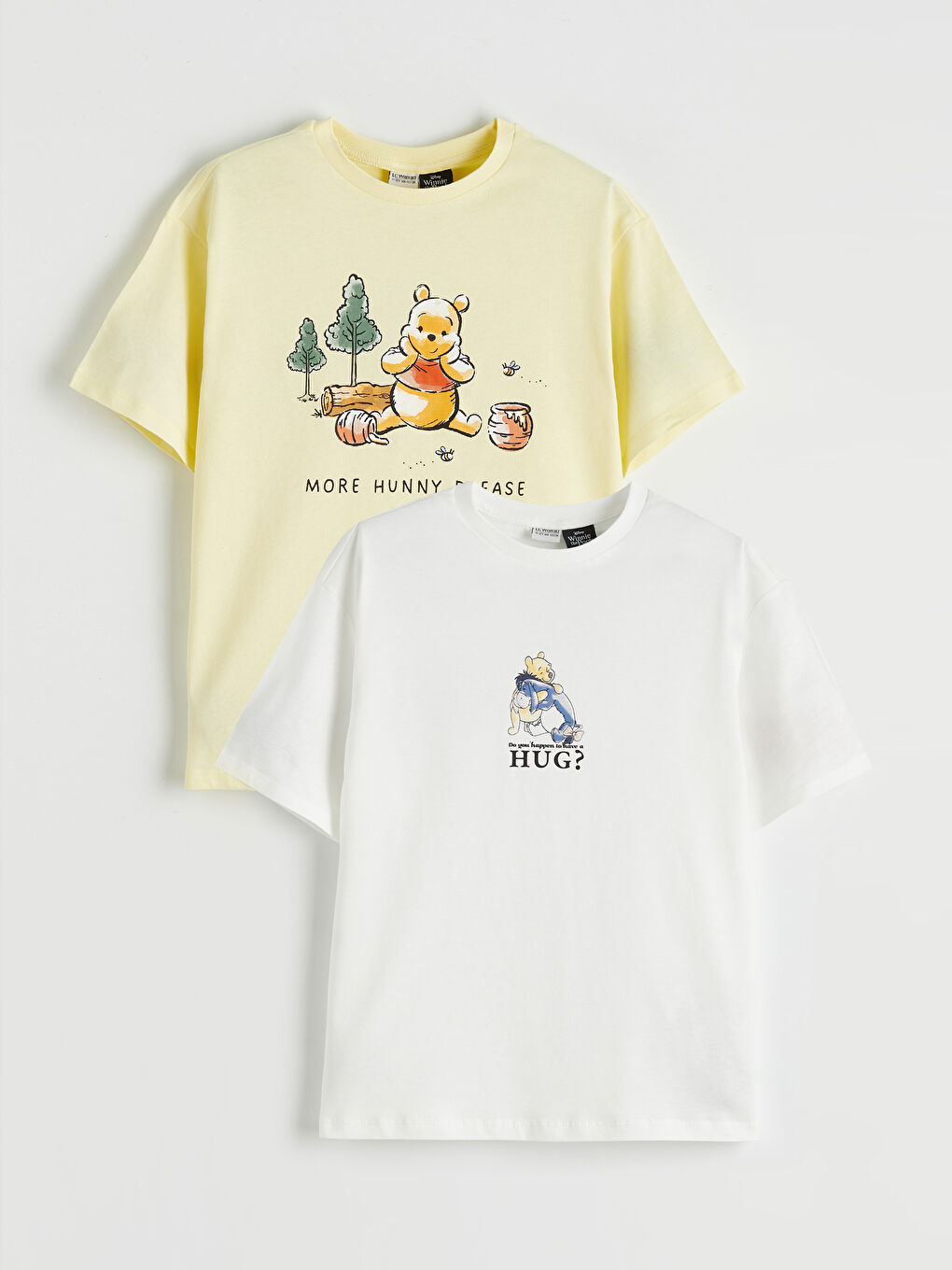 Ekru Winnie the Pooh Baskılı Kız Çocuk 2'li Tişört