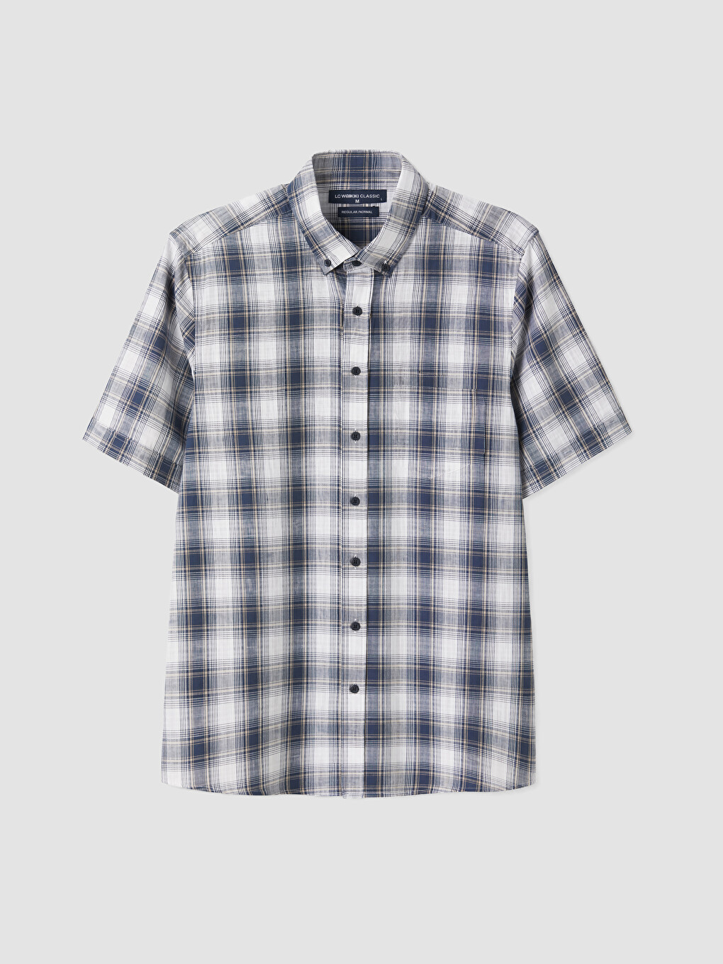 Bej Regular Fit Ekose Poplin Erkek Gömlek