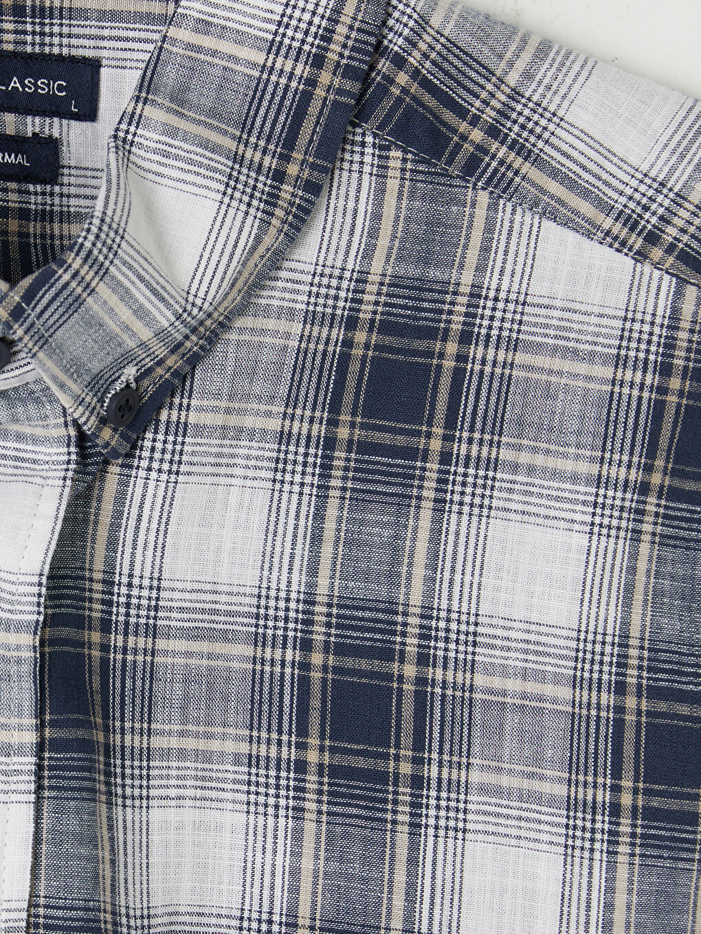 Bej Regular Fit Ekose Poplin Erkek Gömlek-1