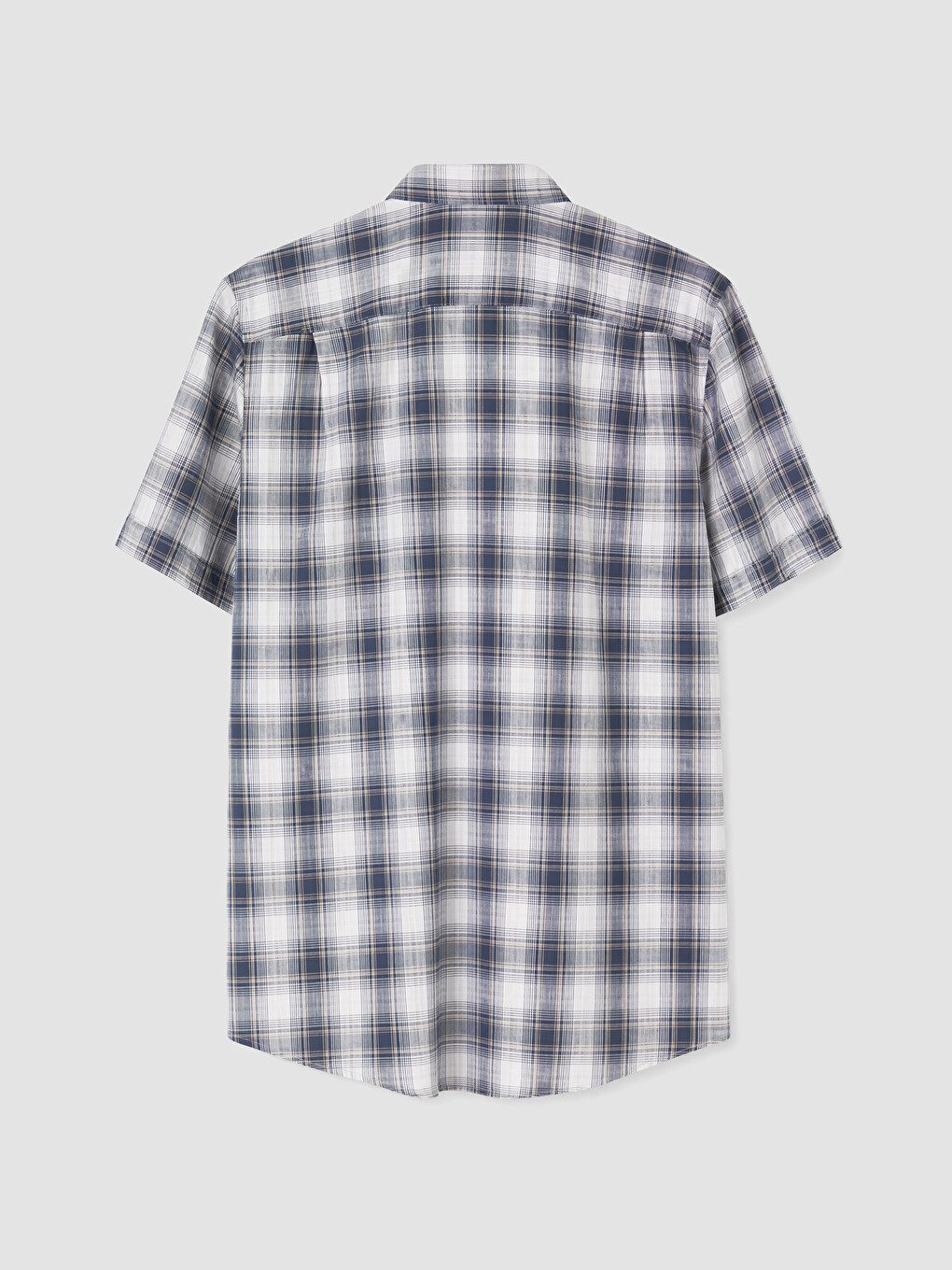 Bej Regular Fit Ekose Poplin Erkek Gömlek-2