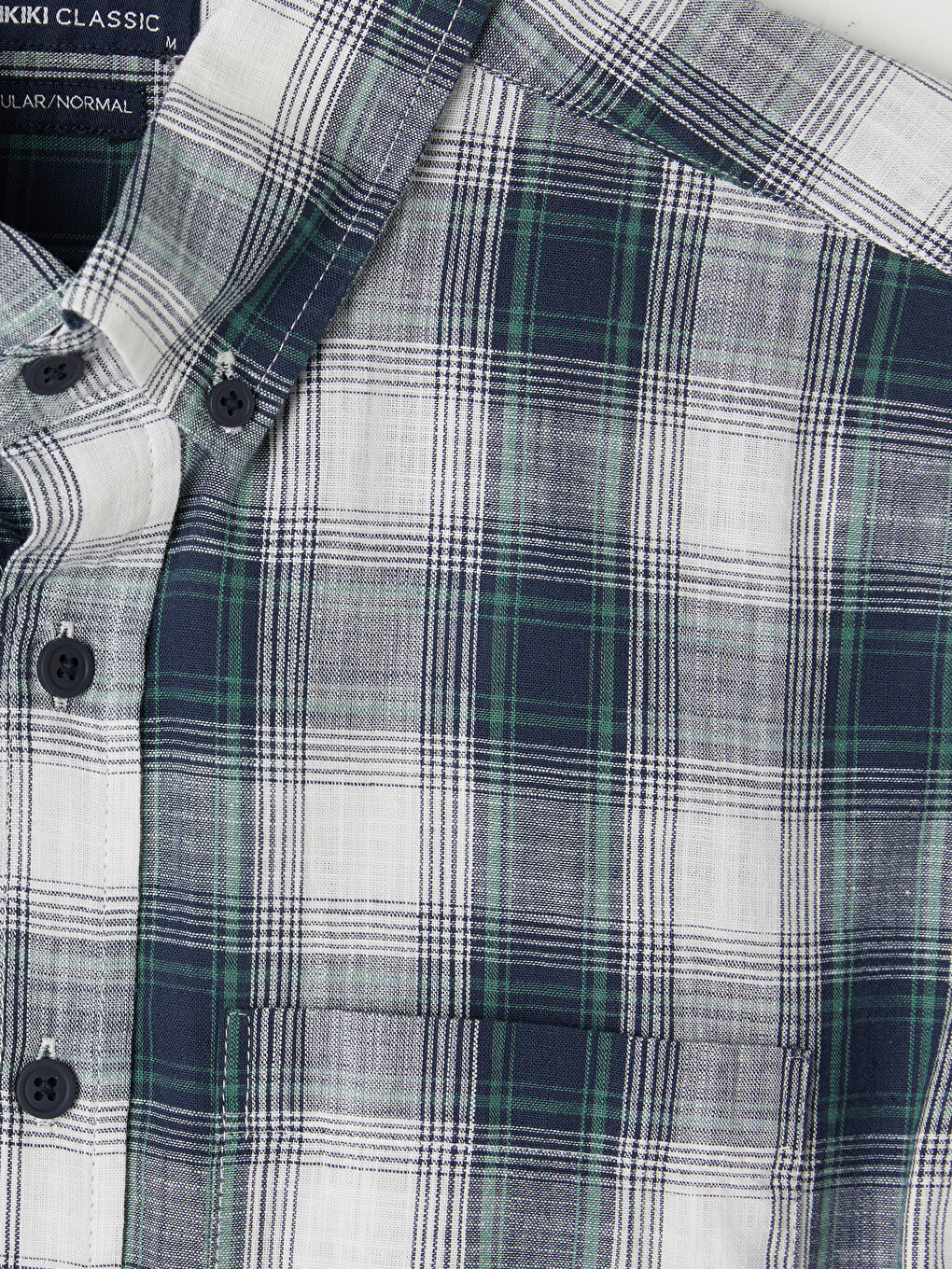 Yeşil Regular Fit Ekose Poplin Erkek Gömlek-1