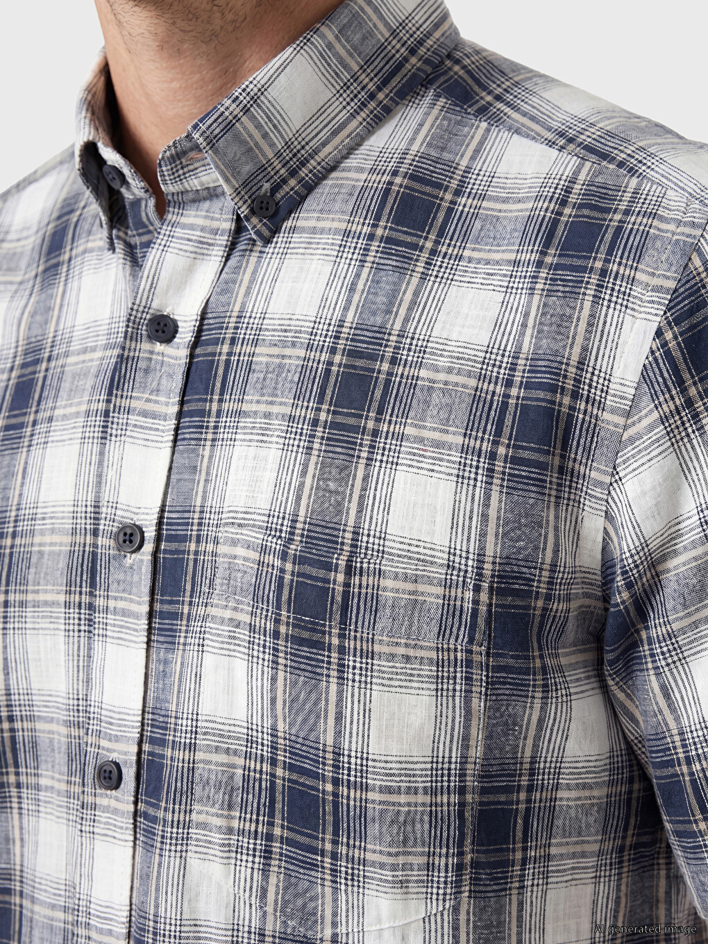 Regular Fit Plaid Poplin Men's Shirt-2